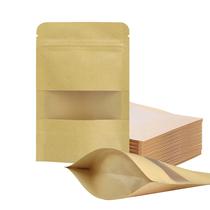 Sacos que podem ser fechados novamente FireKylin, 100 peças de papel kraft, 10 x 15 cm com janela