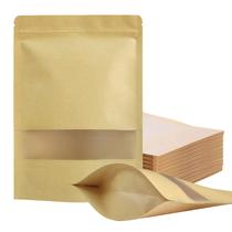 Sacos resseláveis FireKylin 100 peças de papel Kraft 18x26 cm com janela
