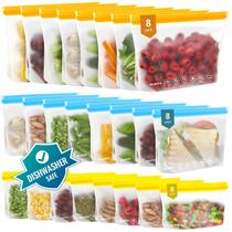 Sacos reutilizáveis para congelamento de alimentos IDEATECH, pacote com 24, vários tamanhos Sacos reutilizáveis para congelamento de alimentos IDEATECH, pacote com 24, vários tamanhos