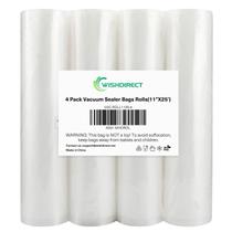 Sacos seladores a vácuo Rolls WishDirect FoodSaver, pacote com 4, 28 cm x 7,6 m