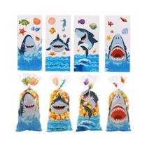 Sacos Transparentes De OPP Com Cabeça De Tubarão Em Estilo Cartoon, 50 Peças, Impressão De Animais