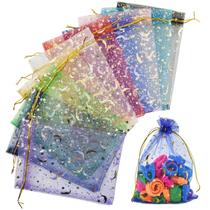Sacos transparentes de organza SHRJ Moon Star 100 unidades, 10 cores, 13 x 18 cm