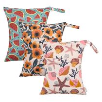 Sacos úmidos e secos ALVABABY 3 peças impermeáveis reutilizáveis 30x36cm