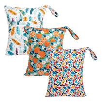 Sacos úmidos e secos babygoal 30x36cm, pacote com 3 unidades, impermeáveis, viagem