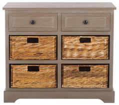 SAFAVIEH Home Collection Herman Unidade de Armazenamento com 6 Cestos de Vime Branco, Totalmente Montada (AMH5702G)