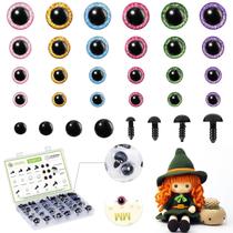 Safety Eyes MUCUNNIA Glitter 162 unidades de 6-24 mm para crochê Safety Eyes MUCUNNIA Glitter 162 unidades de 6-24 mm para crochê