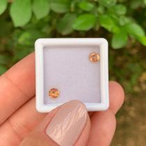 Safira Laranja Brilhante ø4mm Par 0,81ct Safira Laranja Brilhante ø4mm Par 0,81ct