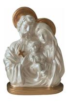 Sagrada Família 15 Cm Altura Manto Cor Branco Pérola e Dourado Feito Gesso Estátua Presente Católico Sagrada Família 15 Cm Altura Manto Cor Branco Pérola e Dourado Feito Gesso Estátua Presente Católico