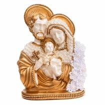 Sagrada Família 18cm Gesso Decorada Pérolas Católico
