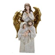 Sagrada familia com anjo do senhor decorativo em resina - Espressione
