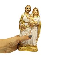 Sagrada Família Em Gesso Pintada Pequena 20cm
