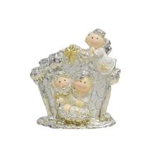 Sagrada familia em resina prata e dourada