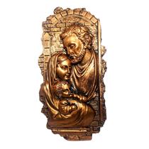 Sagrada Família Escultura Imagem Moderna Grande De Mesa E Parede 34cm Dourada Prata Bronze