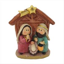 Sagrada Família Presépio de Natal Rústico Em Resina 12cm Sagrada Família Presépio de Natal Rústico Em Resina 12cm