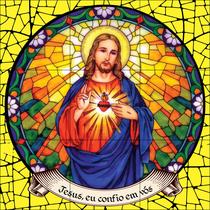 Sagrado Coração de Jesus Estilo vitral 60x60cm - 100% Azulejo