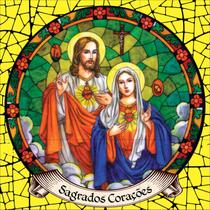 Sagrados Corações Jesus e Maria Estilo Vitral 60x60cm - 100% Azulejo Sagrados Corações Jesus e Maria Estilo Vitral 60x60cm - 100% Azulejo