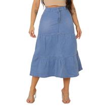 Saia 3 Marias Jeans Moda Evangélica Com Lycra - 171045 Área - 161046 Delave