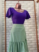 Saia 3 marias roxa + Body verde com branco Saia 3 marias roxa + Body verde com branco