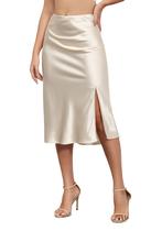 Saia ALCEA ROSEA, sedosa, cetim, cintura alta, linha A com fenda 1951