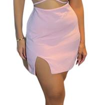 Saia alfaiataria social fenda feminina candy color Saia alfaiataria social fenda feminina candy color