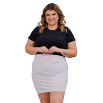 Saia Anágua Básica Forro Cós Elástico Leve Com Transparência Usar Abaixo de Roupa Plus Size 3077A