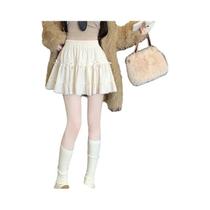 Saia arco feminina primavera2025new francês doce cintura alta bolo renda inchado saia curta