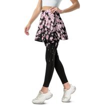 Saia atlética com leggings com estampa de flor de cerejeira Yuolagixn