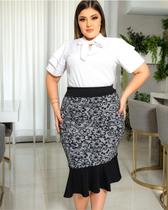 Saia Babado Estampado Moda Evangelica Feminino Novidade Florido Cauda de Peixe Tubinho Saia Babado Estampado Moda Evangelica Feminino Novidade Florido Cauda de Peixe Tubinho