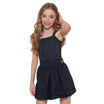 Saia Balonê Juvenil Lilimoon em Tricoline Mônaco Preta Saia Balonê Juvenil Lilimoon em Tricoline Mônaco Preta