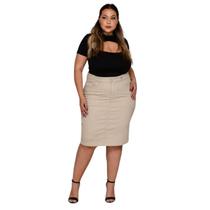 Saia Bege Shyros Sarja Amaciado Plus Size
