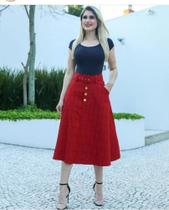 Saia bengaline feminino com cinto