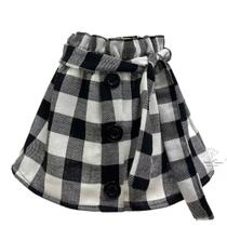 Saia Blogueirinha Mini Diva Menina Infantil Xadrez Jeans
