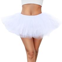 Saia BOOSINI Tulle, 5 camadas, fofo, tutu branco, 26 cm