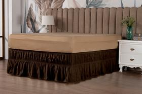 Saia Box Ajustável Serve em Cama Casal Queen e King Babado com 02 Elástico