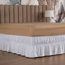Saia Box Cama de Solteiro com 2 Elásticos Ajustável Babado 1 Peça