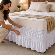 Saia Box Cama Malha 100 Poliéster Com Elástico Casal Box Queen King Solteirão Acabamento Ajustável