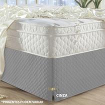 Saia Box Cama Queen Baú Matelada Cinza 2,00m x 1,60cm