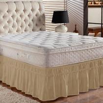 Saia Box Cama Solteiro 2 Elásticos Ajustável Babado 1 Peça