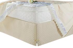 Saia Box Casal King Creme Matelassado Serve Para Cama Baú