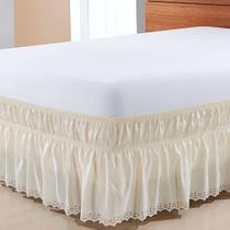 Saia Box Casal King Pérola Bordado Ultrassônico - Palha