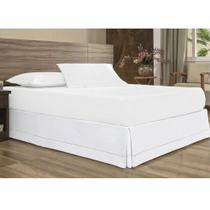 Saia Box Casal Padrao Ponto Palito Protetor Lateral Cama Decoracao Preto Branco Palha Liso