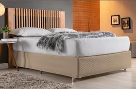 Saia Box Casal Queen Branco Matelado Ultrassônico Preto
