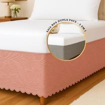 Saia Box Casal Queen Dupla Face Com Duplo Elástico Decoração Estilo Quarto Conforto