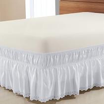 Saia Box Casal Queen Perolla Bordado Ultrassônico - Branco - Finos Enxovais Saia Box Casal Queen Perolla Bordado Ultrassônico - Branco - Finos Enxovais