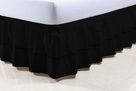 Saia Box Colchão Viúva 128X188X30cm 100% Algodão 2 Elásticos Preto