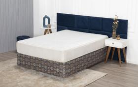 Saia Box Fit Cama Queen Capa Elástica Malha Gel 1 Peça Estampa 25 Azulejo Azul