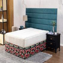 Saia Box Fit Protetora Para Cama Solteiro Malha Estampada Elástica 01 Peça