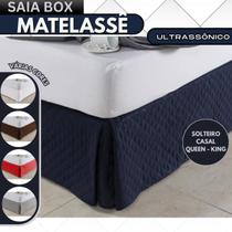 Saia Box Matelassê Ultrassônico Forro Em Tecido No Mesmo Tom - Solteiro/Casal Padrão/Queen/King
