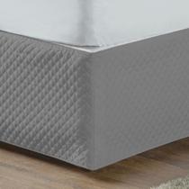 Saia Box Para Cama Queen Matelada 150 Fios Quadriculada Cinza Saia Box Para Cama Queen Matelada 150 Fios Quadriculada Cinza