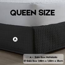 Saia Box Queen Size Matelada Ultra Wave Quadriculada Protetora